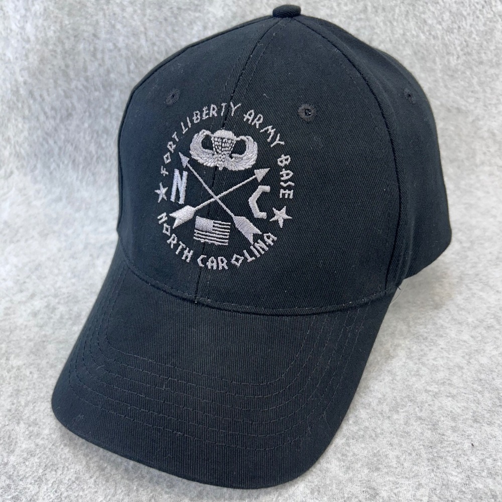 Fort Liberty Army Base NC Men Black Eagle Crest Baseball Cap Hat OSFM